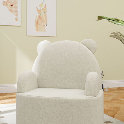 Bärenförmiger Kindersessel, weiches Teddyfleece, Beige