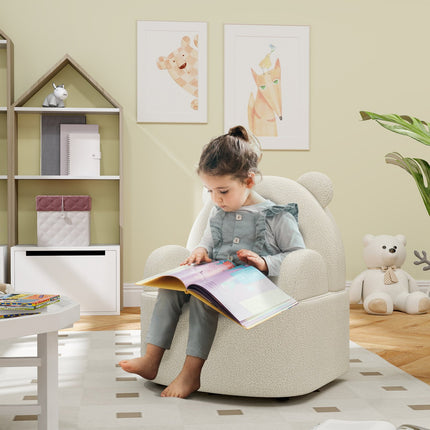 Bärenförmiger Kindersessel, weiches Teddyfleece, Beige