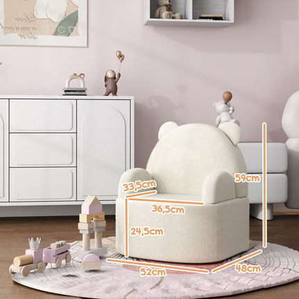 Bärenförmiger Kindersessel, weiches Teddyfleece, Beige