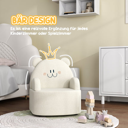 Bärenförmiger Kindersessel, weiches Teddyfleece, Beige
