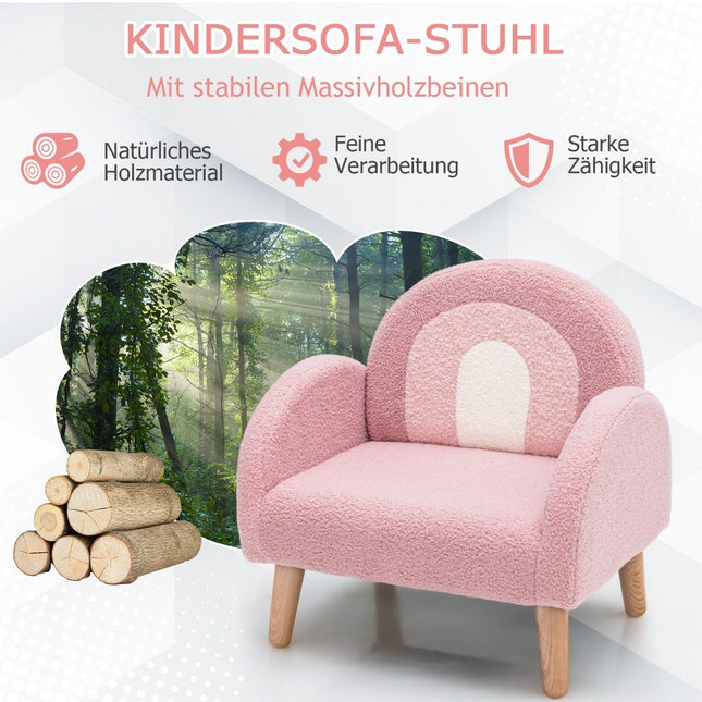 Kindersessel für Kleinkinder Kindersofa gepolstert mit Rückenlehne rosa