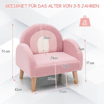 Kindersessel für Kleinkinder Kindersofa gepolstert mit Rückenlehne rosa