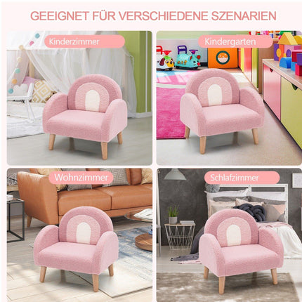 Kindersessel für Kleinkinder Kindersofa gepolstert mit Rückenlehne rosa