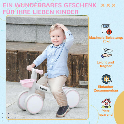 Laufrad für Kleinkinder, Pink/Weiß, TPU-Räder ohne Schrauben