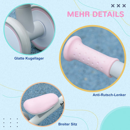 Laufrad für Kleinkinder, Pink/Weiß, TPU-Räder ohne Schrauben