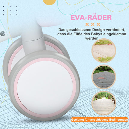 Laufrad für Kleinkinder, Pink/Weiß, TPU-Räder ohne Schrauben