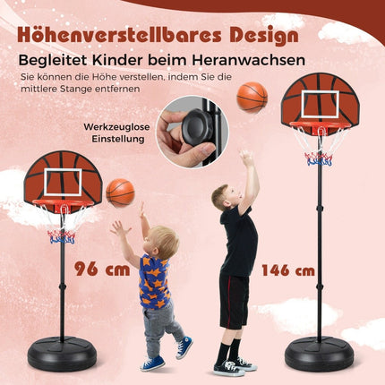 Kinder Basketballkorb mit Dartscheibe &amp; 6 Darts Basketballständer Schwarz