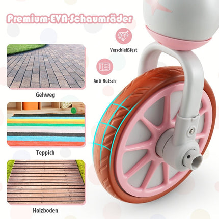 Kinderfahrrad 4-in-1 Vorschulfahrrad mit Elternschiebegriff 37 x 72 x 101 cm Rosa