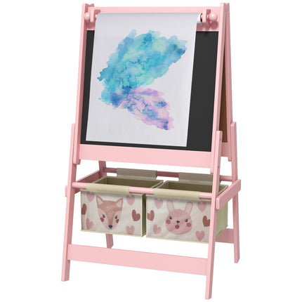 3-in-1 Kinderstaffelei, rosa, Whiteboard und Papierrolle
