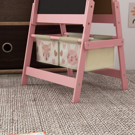 3-in-1 Kinderstaffelei, rosa, Whiteboard und Papierrolle