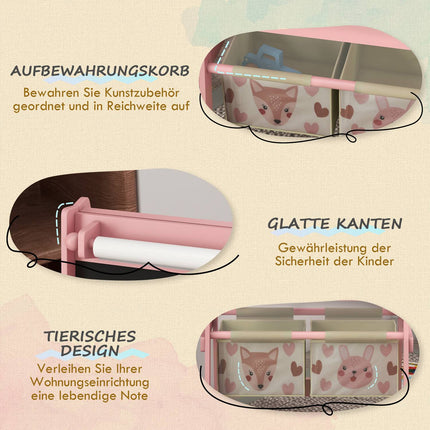 3-in-1 Kinderstaffelei, rosa, Whiteboard und Papierrolle
