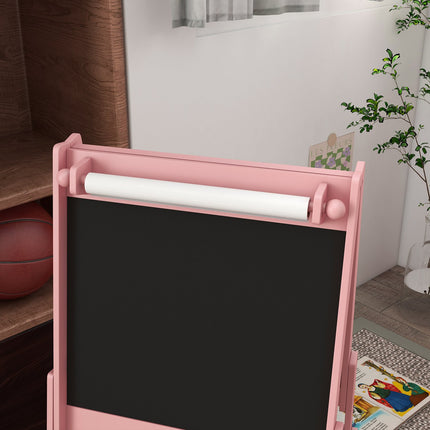 3-in-1 Kinderstaffelei, rosa, Whiteboard und Papierrolle