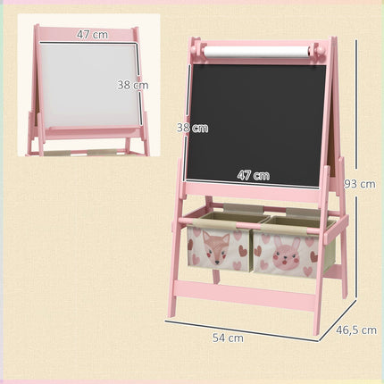 3-in-1 Kinderstaffelei, rosa, Whiteboard und Papierrolle