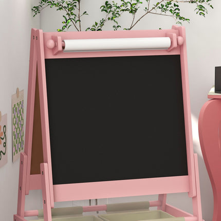 3-in-1 Kinderstaffelei, rosa, Whiteboard und Papierrolle