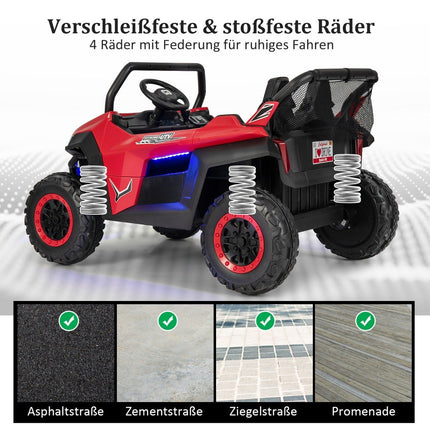 Kinderauto, mobiele terreinwagen met 2 zitplaatsen en afstandsbediening, 118 x 74 x 71 cm, rood