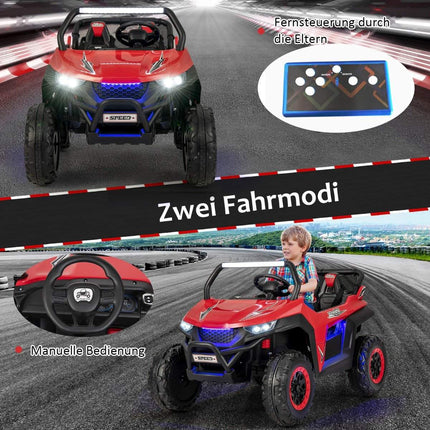 Kinderauto, mobiele terreinwagen met 2 zitplaatsen en afstandsbediening, 118 x 74 x 71 cm, rood