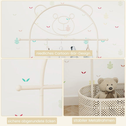 Children's clothes rack height adjustable from 130cm/150cm/182cm coat stand on wheels white