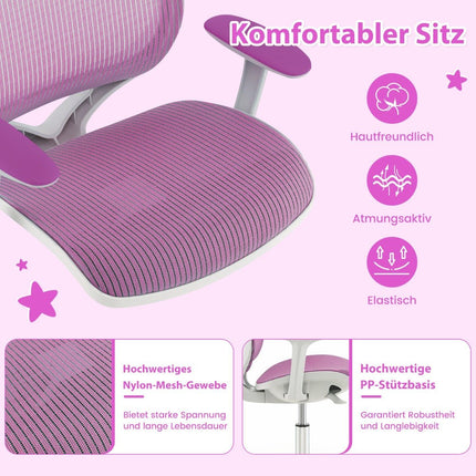 Kinderschreibtischstuhl 360° drehbar Sitzhöhe 43-55cm höhenverstellbar Lila