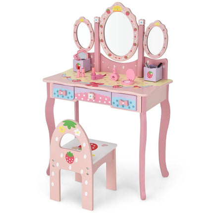 Kinderschminktisch Kinderfriseurset mit Spiegel 70 x 34 x 105 cm rosa