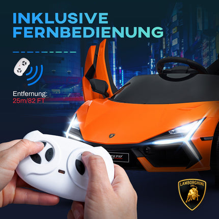 Elektroauto für Kinder 12V mit Fernbedienung, Musik, USB-Anschluss, orange