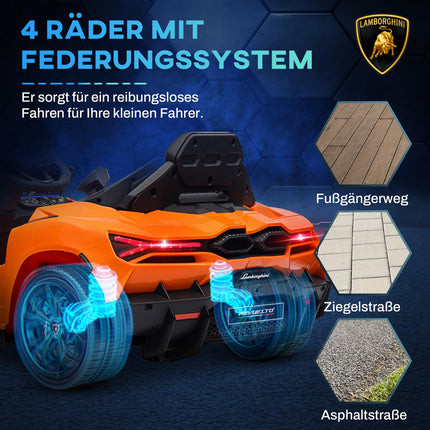 Elektroauto für Kinder 12V mit Fernbedienung, Musik, USB-Anschluss, orange
