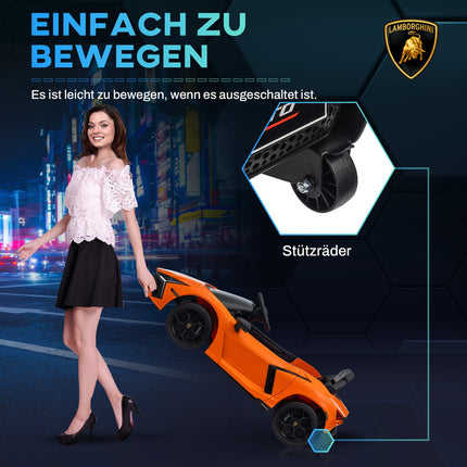 Elektroauto für Kinder 12V mit Fernbedienung, Musik, USB-Anschluss, orange