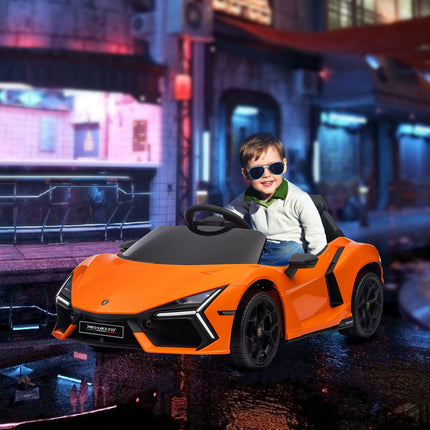 Elektroauto für Kinder 12V mit Fernbedienung, Musik, USB-Anschluss, orange