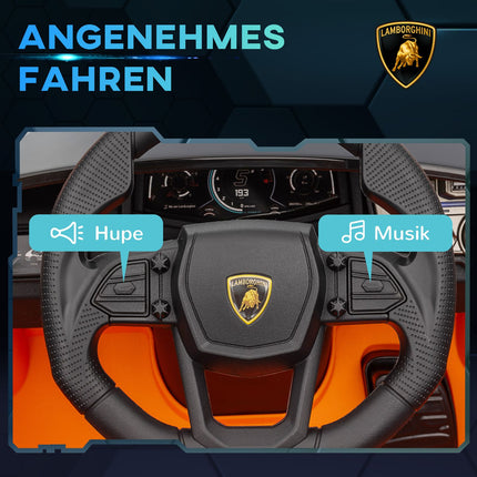 Elektroauto für Kinder 12V mit Fernbedienung, Musik, USB-Anschluss, orange
