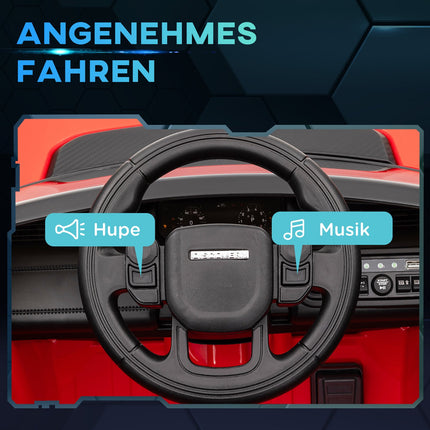 Elektrisches Kinderauto 12V mit Fernbedienung, LED-Lichtern, rot