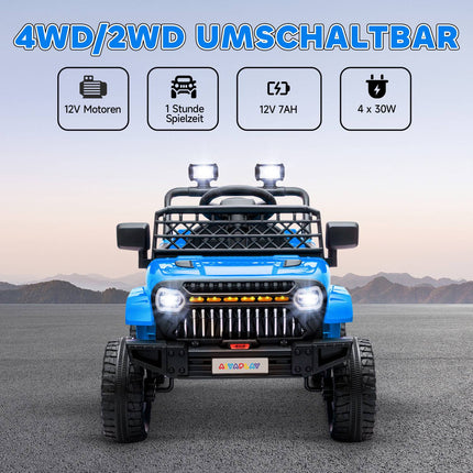 Kinder 12V Elektro-Geländewagen mit Fernbedienung und LED-Licht