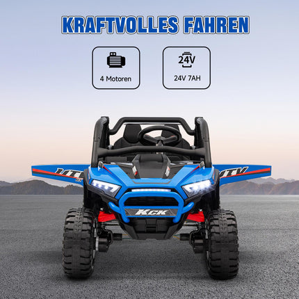 Kinder Elektroauto 24V, Gelände, Musik, Fernbedienung, blau