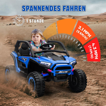 Kinder Elektroauto 24V, Gelände, Musik, Fernbedienung, blau