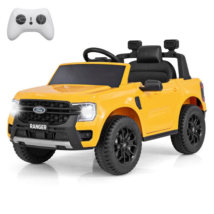 Kinder Elektroauto Ford 12V Kinderauto Elektro mit Fernbedienung &amp; Ablagekorb &amp; USB &amp; Musik Gelb