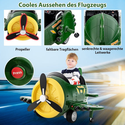 Voiture électrique pour enfants au look d'avion, porteur d'avion électrique avec télécommande 124 x 100 x 62 cm