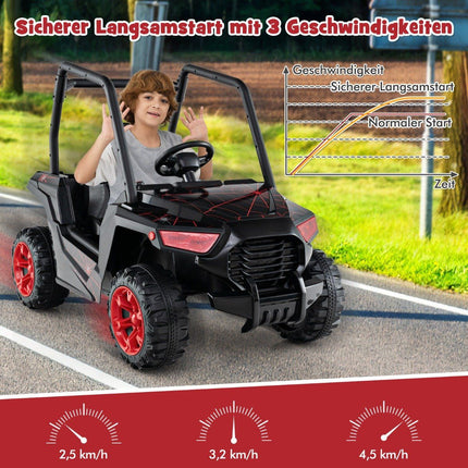 Kinder Elektroauto mit 2.4G Fernbedienung 24V Elektrofahrzeuge UTV für Kinder ab 3 Jahren Schwarz