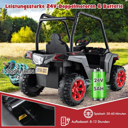 Kinder Elektroauto mit 2.4G Fernbedienung 24V Elektrofahrzeuge UTV für Kinder ab 3 Jahren Schwarz