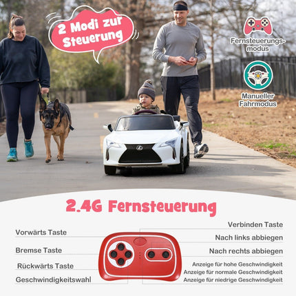 Kinder Elektroauto mit 2.4G Fernbedienung &amp; LED Lichter &amp; Musik Lexus LC500 Kinderfahrzeug weiß