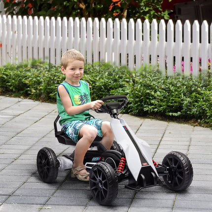 Kart électrique pour enfants 12 V 3-5 km/h drift kart avec mode réglable 2 voies, ceinture de sécurité, volant, kart véhicule pour enfants de 3 à 8 ans, blanc |