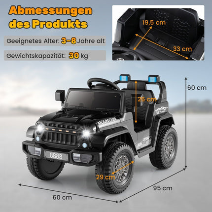 Kinder Elektro Jeep mit Doppelmotor &amp; Langsamstart &amp; 4-Federung Aufsitzauto schwarz