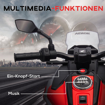Electric motorcycle for children, 12V with MP3, USB, LED lights, red