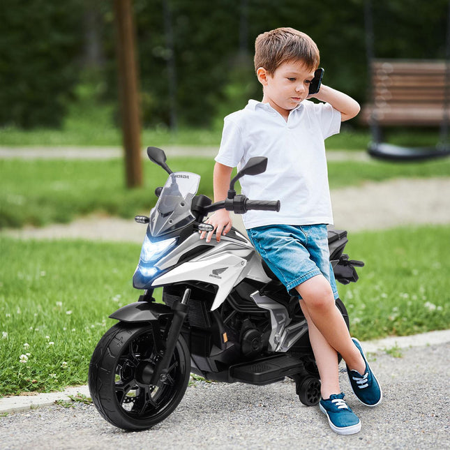 Kinder Elektro Motorrad 12V, USB, LED, Weiß