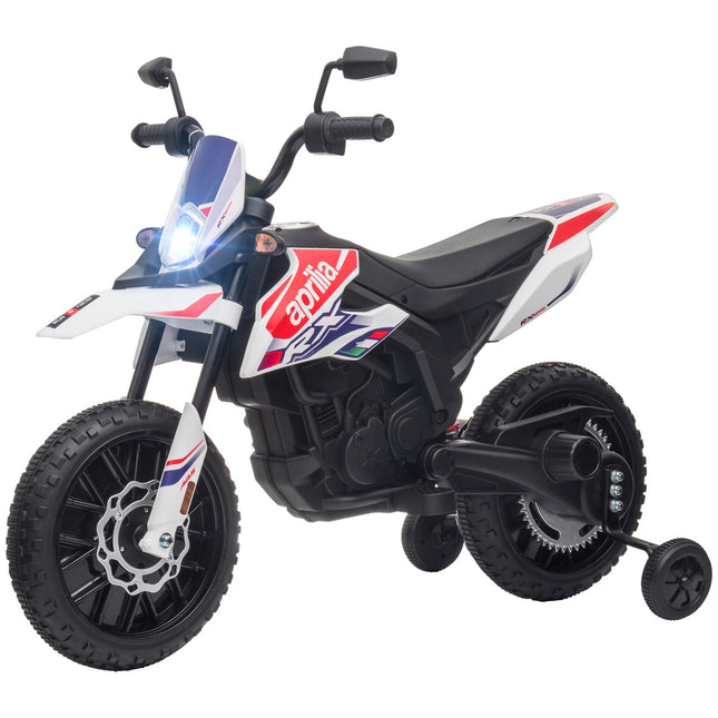 Kinder-Elektromotorrad 12V mit Musik, 6 km/h, Weiß
