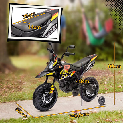 Elektro-Motorrad für Kinder, 12V, Musik und Stützräder, 6 km/h