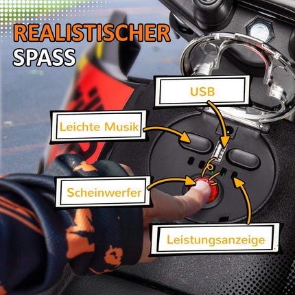 Elektro-Motorrad für Kinder, 12V, Musik und Stützräder, 6 km/h
