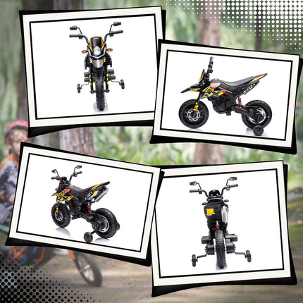 Elektro-Motorrad für Kinder, 12V, Musik und Stützräder, 6 km/h