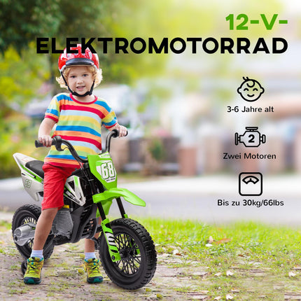 Elektro-Kindermotorrad, 12V, Musik, 3-6 Jahre, grün