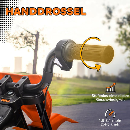 Elektro-Motorrad für Kinder, 12V, Musik, Stützräder, Orange