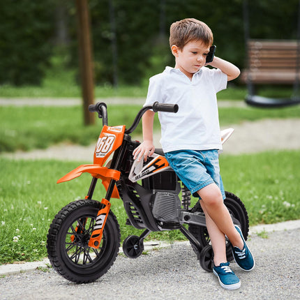 Elektro-Motorrad für Kinder, 12V, Musik, Stützräder, Orange
