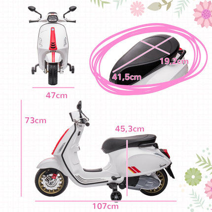 Elektrisches Kindermotorrad 6V mit MP3, LED, USB, Weiß