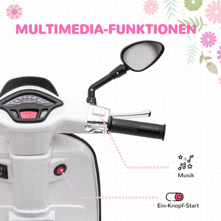 Elektrisches Kindermotorrad 6V mit MP3, LED, USB, Weiß